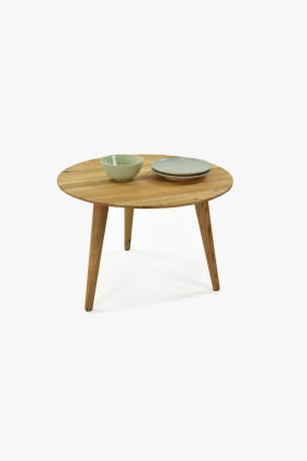 Kerek tömör tölgyfa dohányzóasztal 60 cm, természetes olajjal kezelt